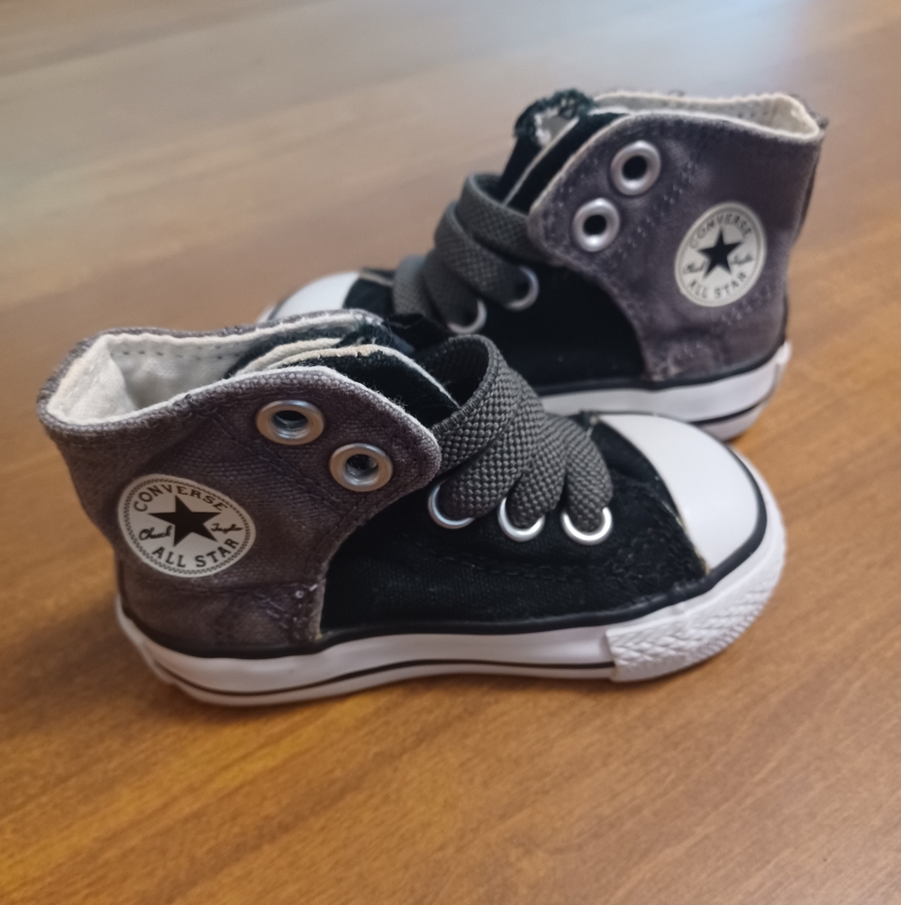 Converse Infant Shoes Size 3 Black Gray Hook & Loop Chuck Taylor All Star